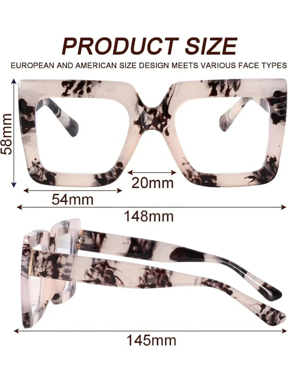 Women's Milk Oversized Square Big Frame Computer Eyewear Thick Fashion Glasses